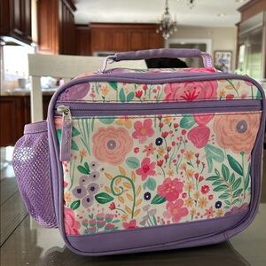 Floral Lunch Bag with Purple Accents